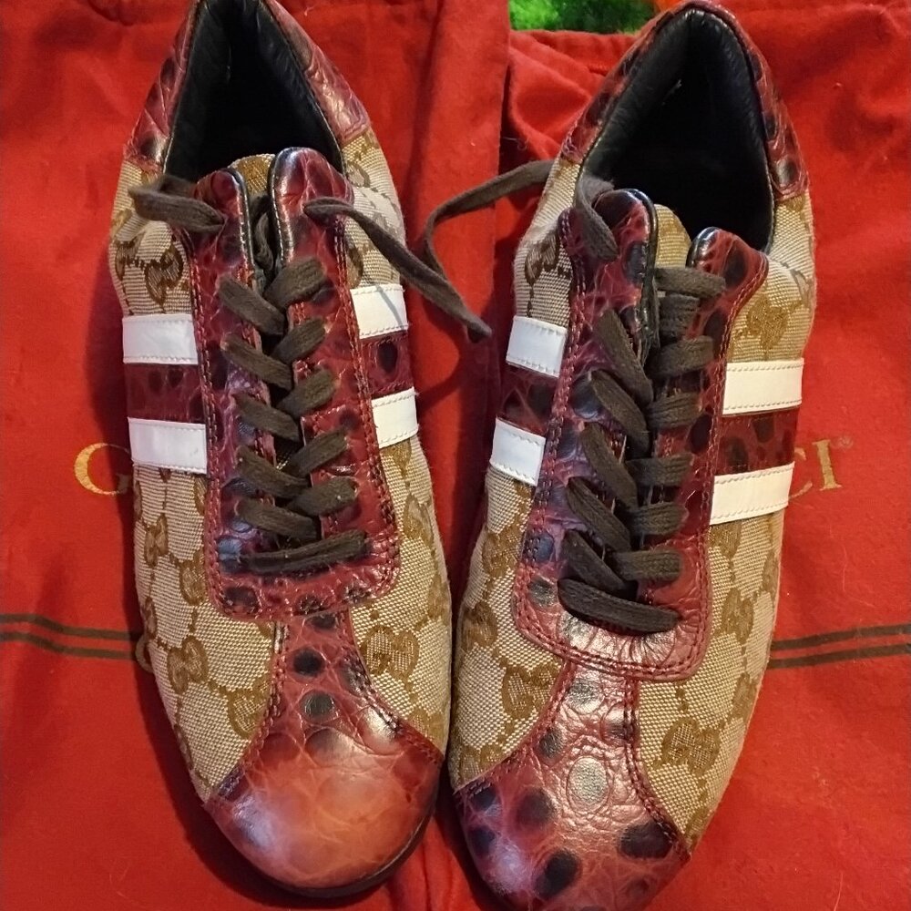 GUCCI Brown/Maroon Monogram Shoes